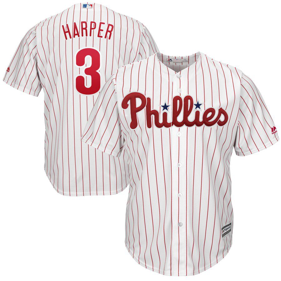 2019 MLB youth Philadelphia Phillies #3 Bryce Harper white red strips Jerseys->philadelphia phillies->MLB Jersey